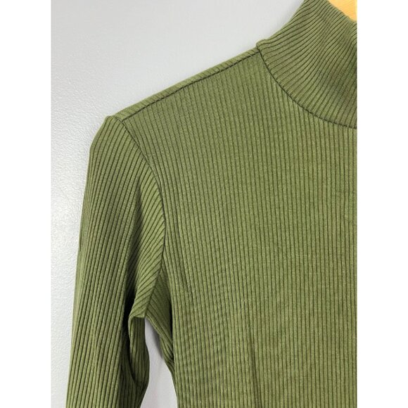 Reformation Ribbed Roberts Mini Dress Olive Green | Size Medium - Picture 4 of 6